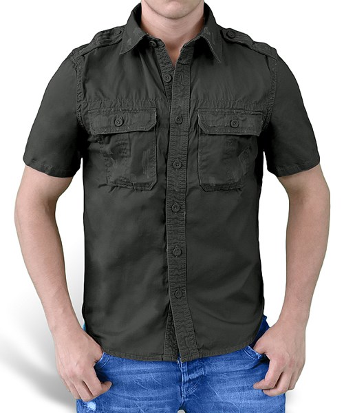 Hemd RAW VINTAGE Kurzarm SCHWARZ SURPLUS 06-3590-63 L-11