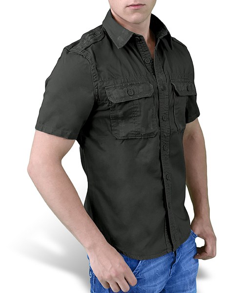Hemd RAW VINTAGE Kurzarm SCHWARZ SURPLUS 06-3590-63 L-11