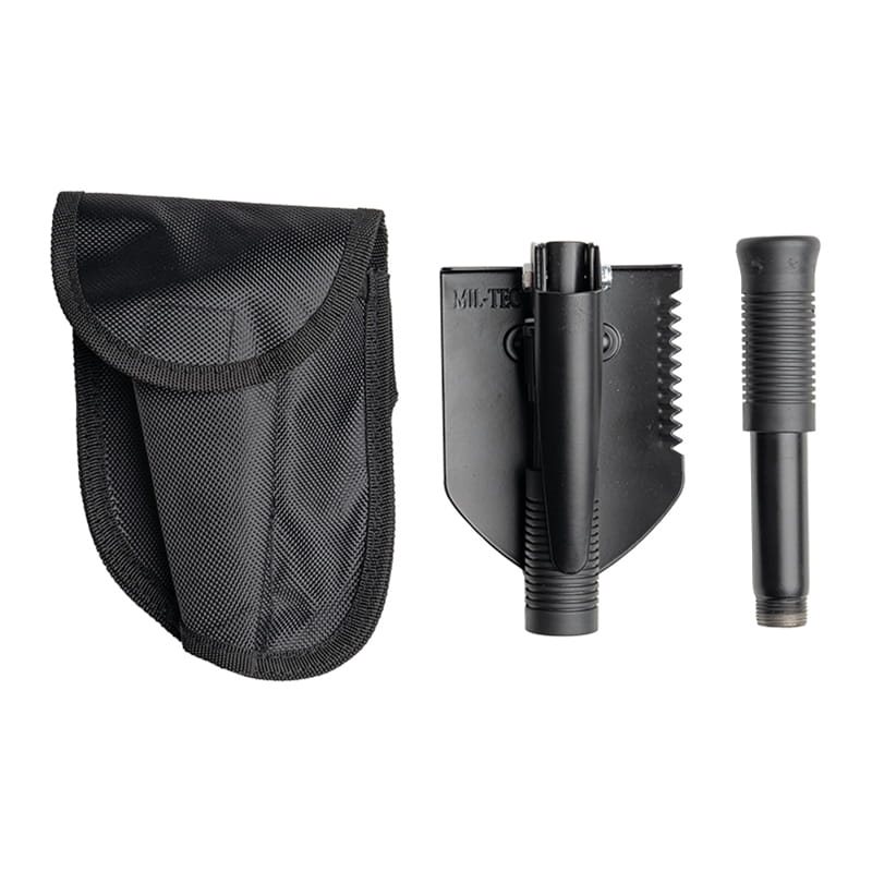 MIL-TEC MINI-Schaufel, zusammenklappbar, mit Spaten im Etui, SCHWARZ