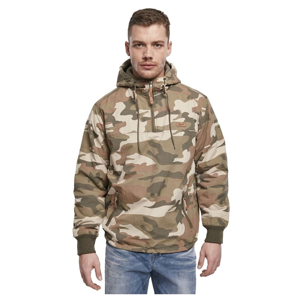 Brandit Men's Woodland Windbreaker - Lightweight Anorak Jacket With Fleece Lining