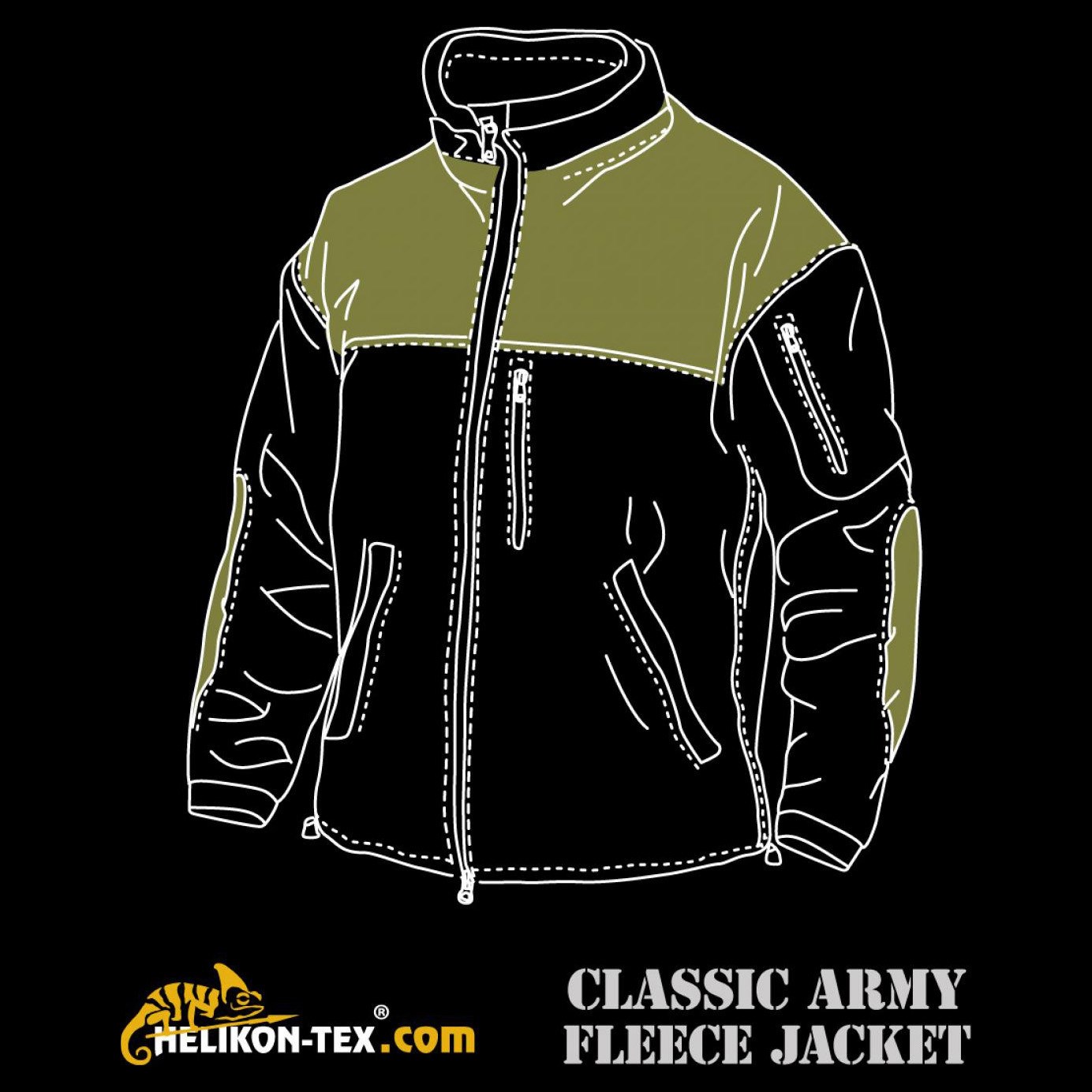 Jacke CLASSIC ARMY Fleece SCHWARZ Helikon-Tex® BL-CAF-FL-01 L-11