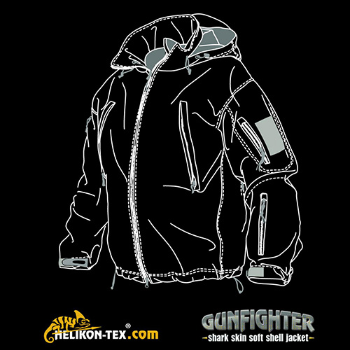 Jacke GUNFIGHTER Shark Skin SCHWARZ Helikon-Tex® KU-GUN-FM-01 L-11