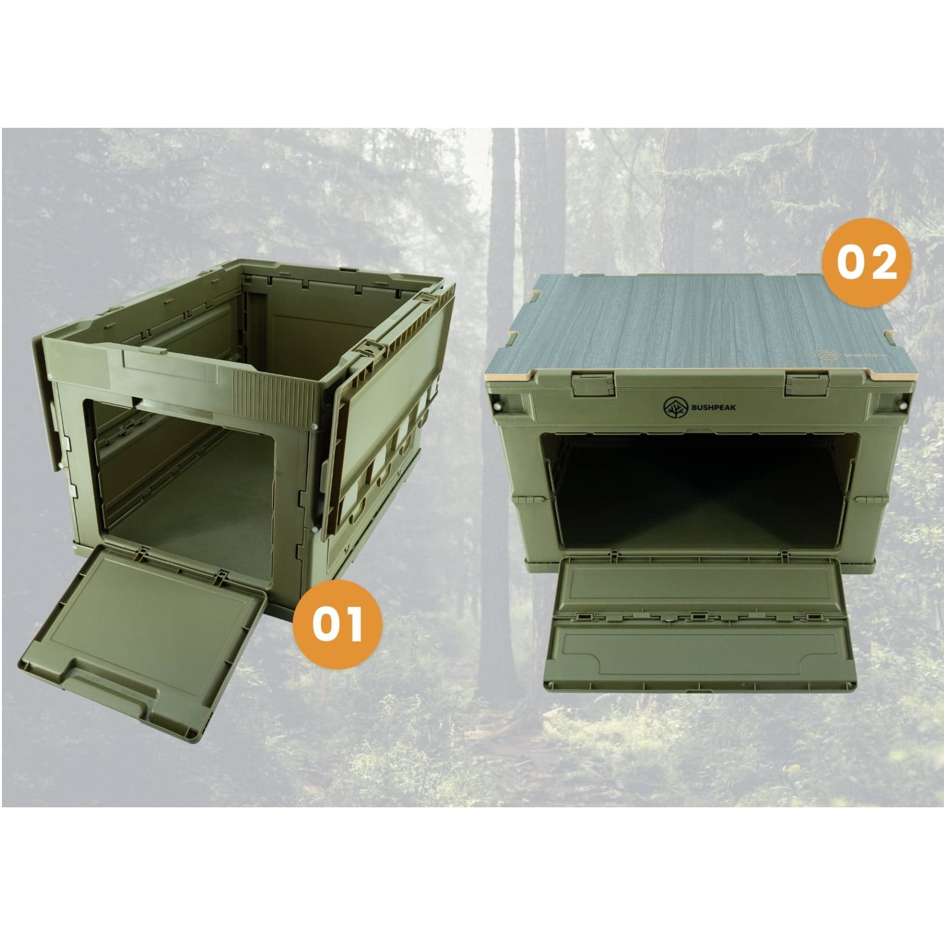 BUSHPEAK faltbare Aufbewahrungsbox Flexbox 50L OLIV
