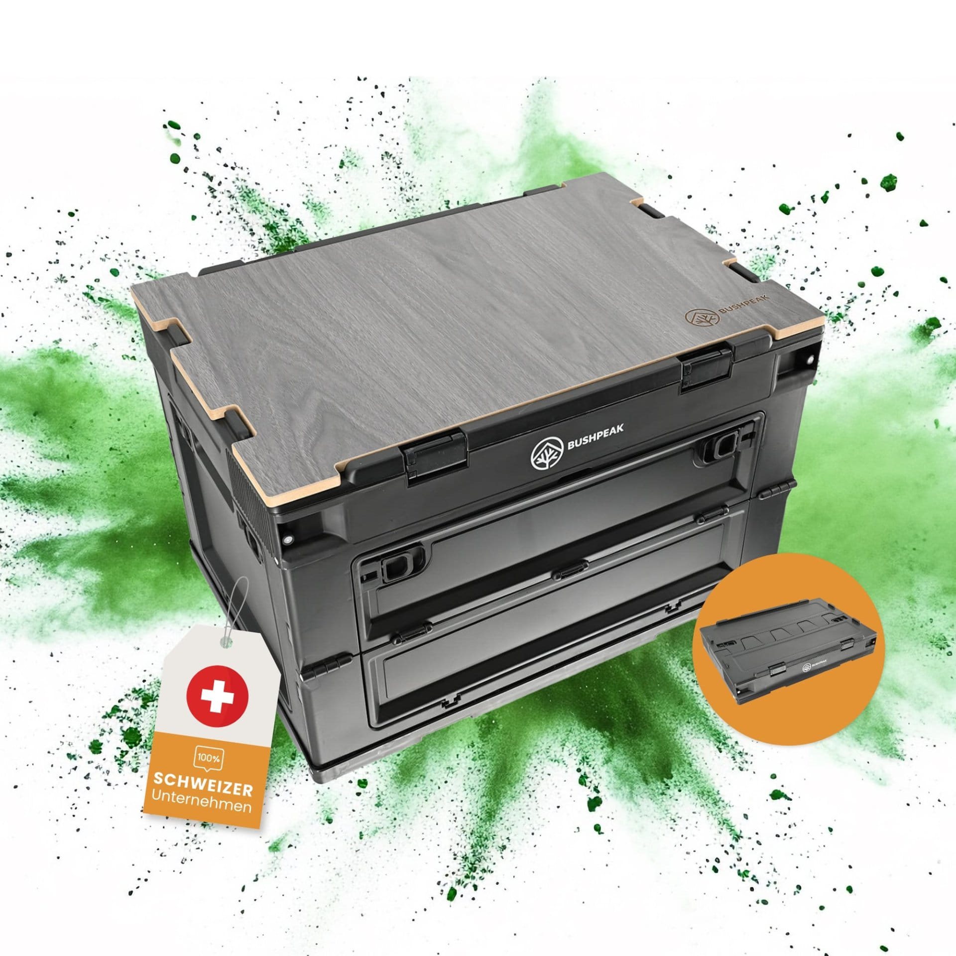 BUSHPEAK faltbare Aufbewahrungsbox Flexbox 50L SCHWARZ