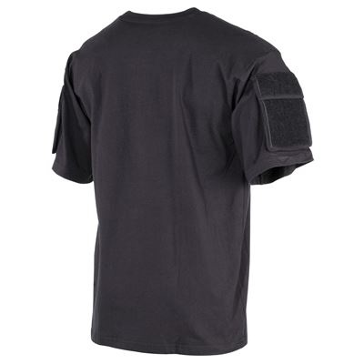 Tshirt taktischer Ärmel VELCRO mit kleiner Tasche SCHWARZ