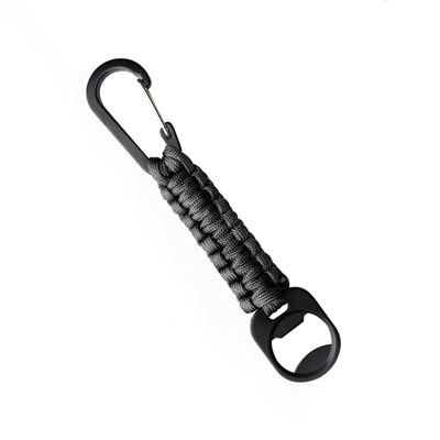 PARACORD Schlüsselanhänger mit Karabiner und Flaschenöffner SCHWARZ