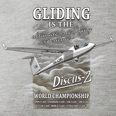 T-Shirt mit dem Segelflugzeug DISCUS-2 GRAU ANTONIO® 011041041 2