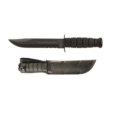 Messer FIGHTING/UTILITY gezahnte Klinge SCHWARZ - Lederholster