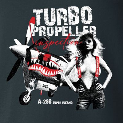 T-Shirt TURBO PROPELLER mit dem Flugzeug A-29B Super Tucano GRAU ANTONIO® 0214881 2