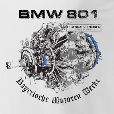 T-Shirt mit BMW 801-Flugmotor WEISS ANTONIO® 0214911 2