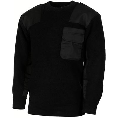 Strick Pullover BW mit Brusttasche SCHWARZ