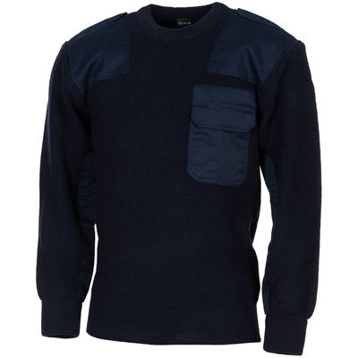 Strick Pullover BW mit Brusttasche BLAU