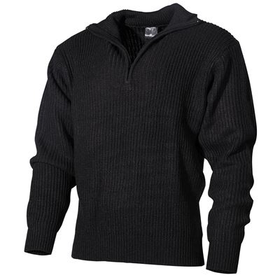 Strick Pullover Island TROYER mit Reißverschluss SCHWARZ