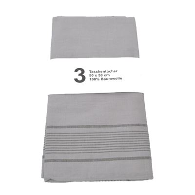 Taschentuch BW 50 x 50 cm grau mit Streifen 3er-Pack Bundeswehr 10260A010 2
