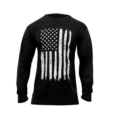 Shirt WEIß Flagge USA Langarm SCHWARZ