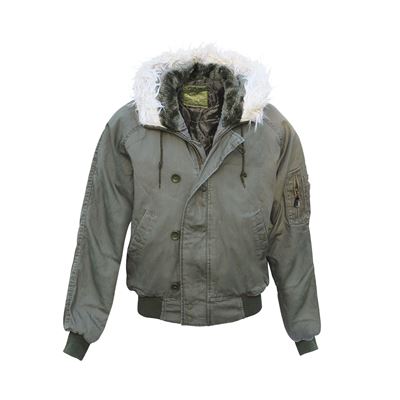 Pilotenjacke N-2B VINTAGE mit Kapuze OLIV