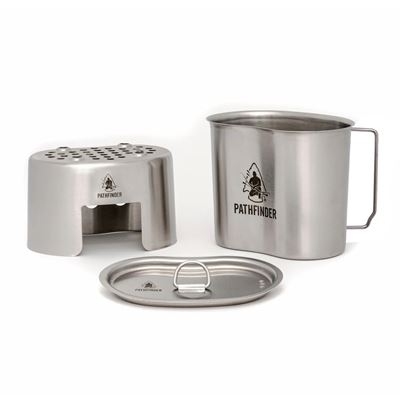 Set zum Kochen Flasche, Trinkbecher, Deckel, Kocher PATHFINDER Edelstahl