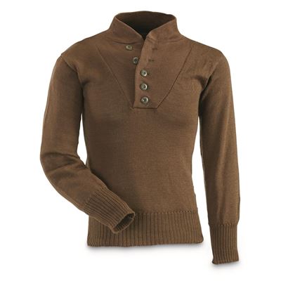 US-Pullover mit Knöpfen BRAUN, gebraucht