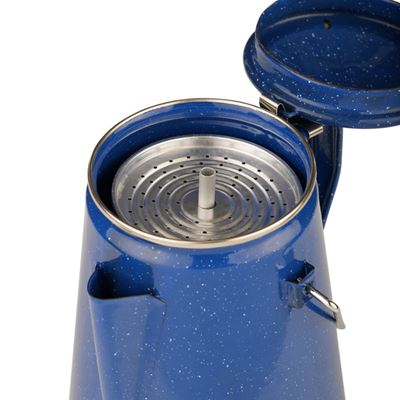 Kaffeekanne WESTERN emailleirt mit Perkolator 2 Liter BLAU