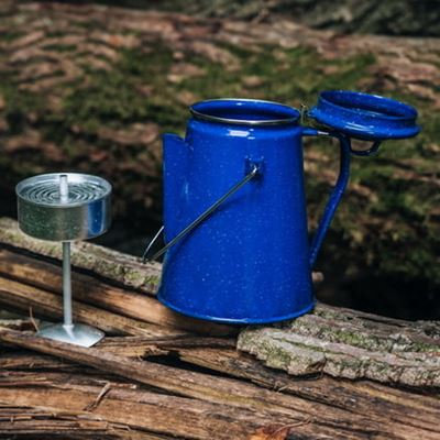 Kaffeekanne WESTERN emailleirt mit Perkolator 2 Liter BLAU