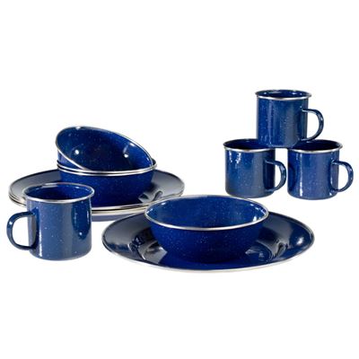 Essgeschirr WESTERN emaille set 12tlg. BLAU