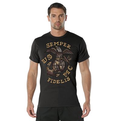 Tshirt USMC SEMPER FIDELIS SCHWARZ