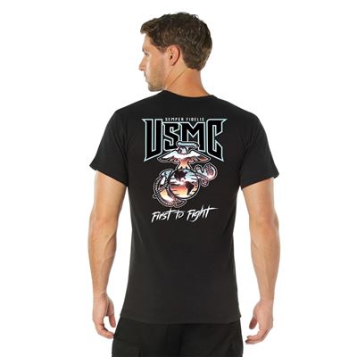 Tshirt USMC FIRST TO FIGHT SCHWARZ