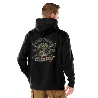 Pullover USMC DOGS OF WAR mit Kapuze SCHWARZ