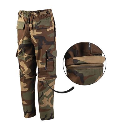 Kinderhose US BDU ZIP-OFF WOODLAND