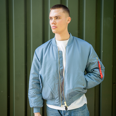 US MA1 BOMBER Pilotenjacke aus Vintage-Denim HELLBLAU FOSTEX 1214011-VD 8