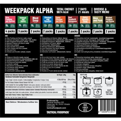 Dehydrierte Nahrungsration 21 Portionen TACTICAL FOODPACK® Weekpack Alpha