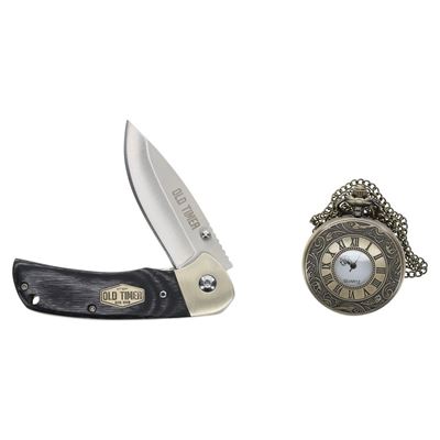 Set OLD TIMER Klappmesser und Uhr in einer Box