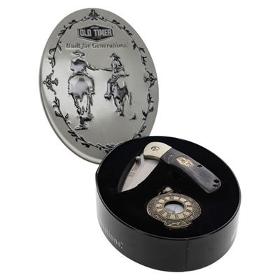 Set OLD TIMER Klappmesser und Uhr in einer Box