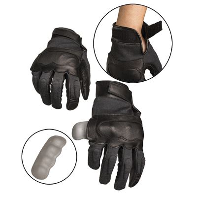 Handschuhe TACTICAL Leder/Aramid SCHWARZ