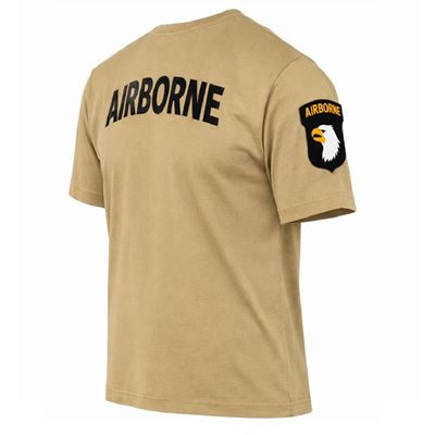 T-Shirt AIRBORNE mit Aufnäher der 101. Division auf dem Ärmel SAND