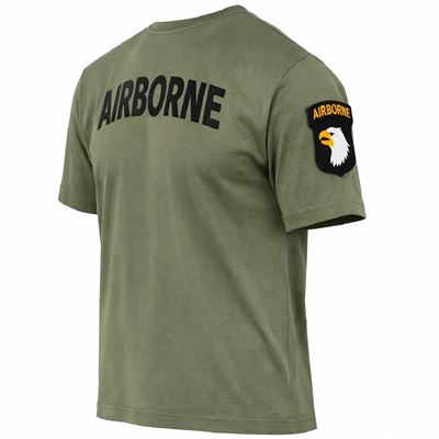 T-Shirt AIRBORNE mit Aufnäher der 101. Division auf dem Ärmel GRÜN