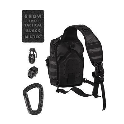 Rucksack ASSAULT klein mit einem Riemen PU Abdeckung BLACK