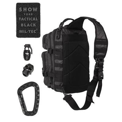 Rucksack ASSAULT groß mit einem Riemen PU Abdeckung BLACK