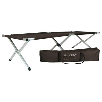Mil-Tec US Feldbett (190x65 Cm) – Faltbares Campingbett Aus Alu, Bis 120 Kg, Inkl. Tragetasche