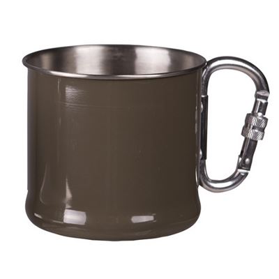 Tasse Edelstahl 500ml mit Karabinerhacken GRÜN