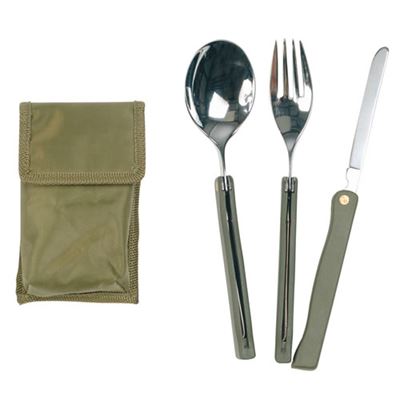 Besteck CAMPING zusammensteckbar 3St mit Pouch GRÜN