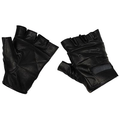 Handschuhe Fingerlos Leder SCHWARZ