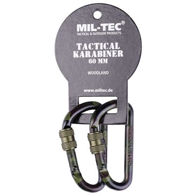 TAKTISCHER Karabiner zum Schrauben 60 mm WOODLAND 1 Paar MIL-TEC® 15922060 2