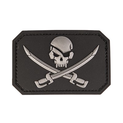 Patch Plastik 3D Velcro "Totenkopf+Säbel" SCHWARZ