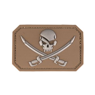 Patch Plastik 3D Velcro "Totenkopf+Säbel" COYOTE