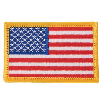 Aufnäher US Flagge 5 x 7,5 cm bunt gelber Rand