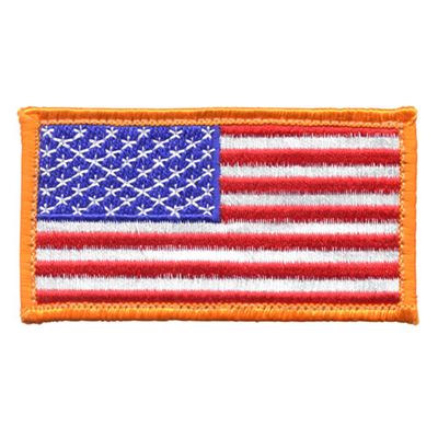 Aufnäher US Flagge 4,5 x 8,5 cm orangener Rand