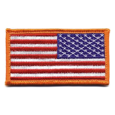 Aufnäher US Flagge revers 4,5 x 8,5 cm orangener Rand