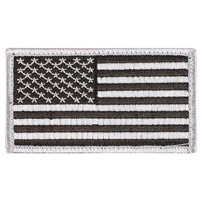 Aufnäher US Flagge 4,5 x 8,5 cm Velcro SCHWARZ/SILBER