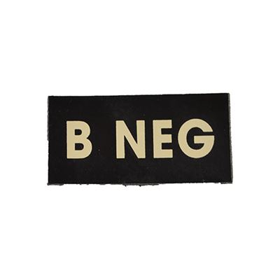 Patch IFF IR Blutgruppe VELCRO B NEG SCHWARZ